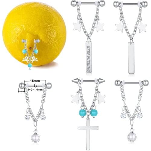 14G 1 Pair Stainless Steel Nipple Piercing Pendant Cross With Word Custom made nipple ring women Gothic Body jewelry Wholesale