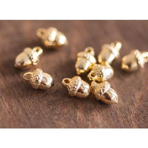 10pcs Mini Gold plated Brass Acorn Charms 9x6mm, Lead Nickel Free (GB-067)