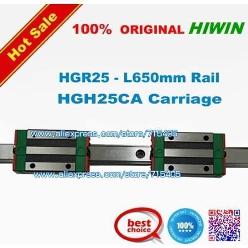 100% genuine original HIWIN BRAND Linear Guide1lot 2pcs HGR25 650mm rail with 4pcs HGH25CA carriage