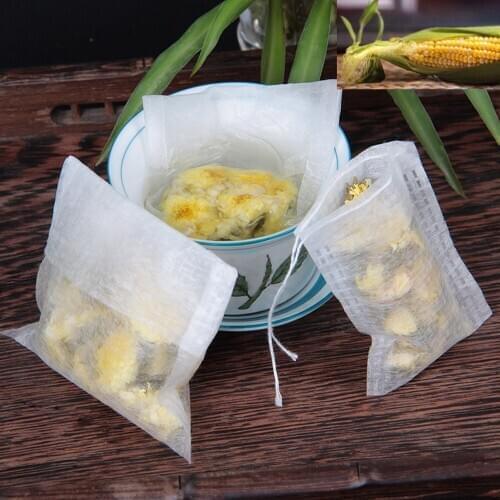 100pcs tea bags empty fragrant tea bags sealed filter paper bulk tea drawstring fiber bag filter, boiled herb spice coffee bag