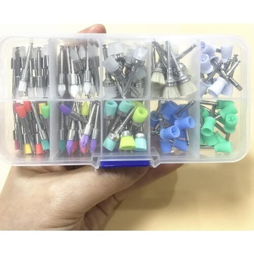 100pcs/bag Dental Polishing Brush Polisher Prophy Rubber Cup Latch Colorful Nylon Bristles Mix Style Dentist Tool Lab Material