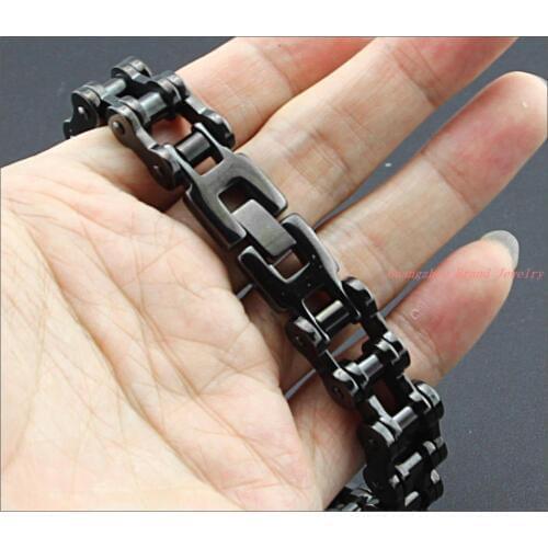 9"*11mm 70g Top Design Male Bracelet 316L Stainless Steel Black Bicycle Chain Biker Jewelry Men Boy Bracelet Bangle High Quality