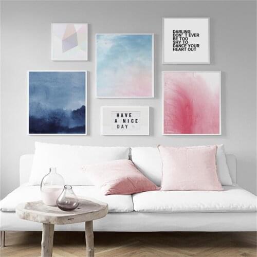Abstract Landscape Poster Canvas Printed Home Decorative Nordic Watercolor Quotes Painting Wall Art Modular Pictures Living Room
