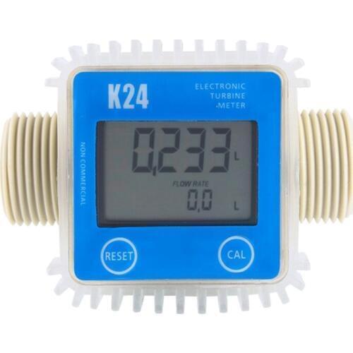 Promotion! 1 Pcs K24 Lcd Turbine Digital Fuel Flow Meter Widely Used For Chemicals Water