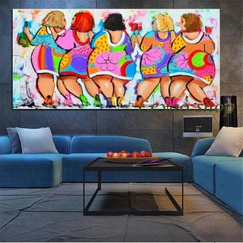 Full Square Round Drill 5D DIY Diamond Painting Abstract Colorful Fat Ladies Embroidery Cross Stitch Mosaic Diamond 4 Colors