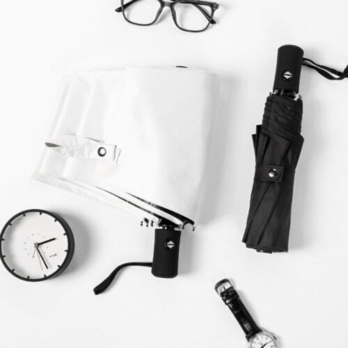 Automatic Umbrella Three-fold Strong Wind Resistant Womens Umbrella Color Mens Rain Umbrella Folding Anti-UV Portable Parasol