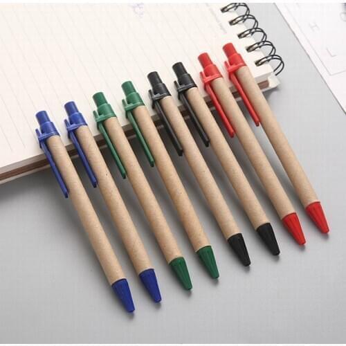 Free shipping 500pcs/lot paper ball pen ECO pen Plastic Clip Eco Ball Paper Pen Random color