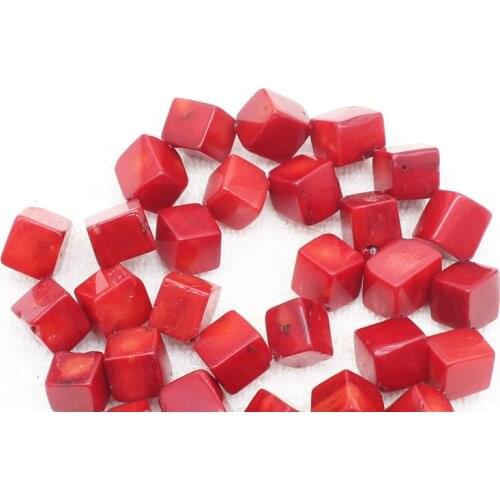 Free Shipping ! 10mm Red Coral Square loose beads 15" ,Min. Order is $10,we provide mixed wholesale for all items