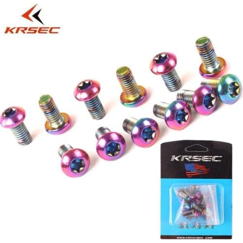 12pc KRSEC MTB M5 Disk Brake Rotor Bolts 10mm Mountain Bike Ultralight Brake Rotor Screw Bettery Bike Brake Accessories