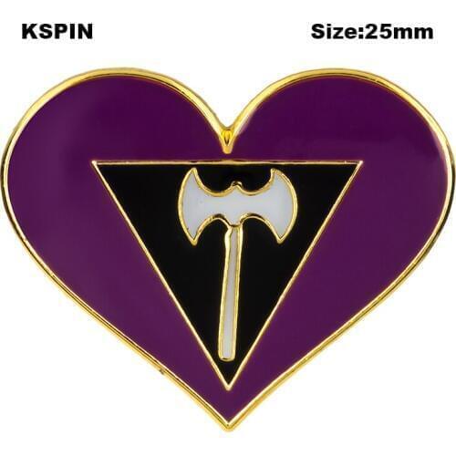 Lesbian Pride heart shapde Baded Symbol Pin Metal Badges Decorative Brooch Pins for Clothes Brooch Jewelry XY0631