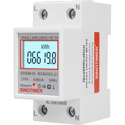 DDS6619-005 Electric Power Meter Digital Lcd Screen Two Wire Single Phase Power Meter Kwh Ac 230v 50hz Din Rail