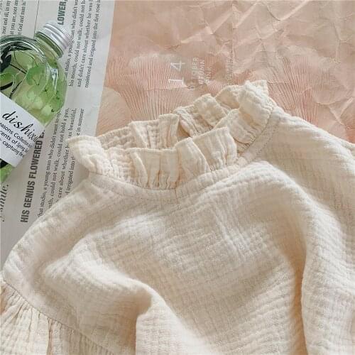 Childrens shirt 2021 spring and autumn lace stand collar childrens girls bottomed top Korean loose toddler girl tops