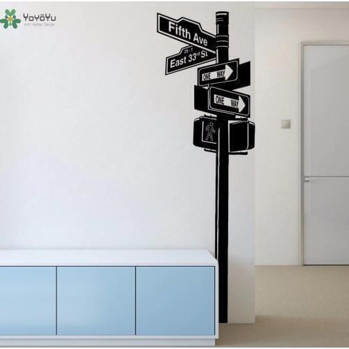 YOYOYU Road signs Vinyl Wall Decal "Fifth Ave" New York Sign Indicator Interior Living Room Home Art Decoration Stickers FD368