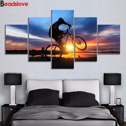 Extreme Sports Exciting Mountain Bikes BICYCLE MOTOCROSS Nature Scenery mosaic 5pcs diamond painting full square & round diy