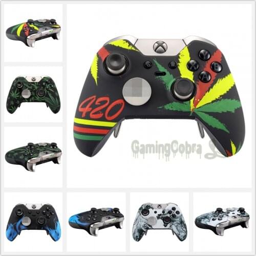 Soft Touch Grip Pattern Front Housing Shell Faceplate for Xbox One Elite Controller with Accent Rings - Model 1698