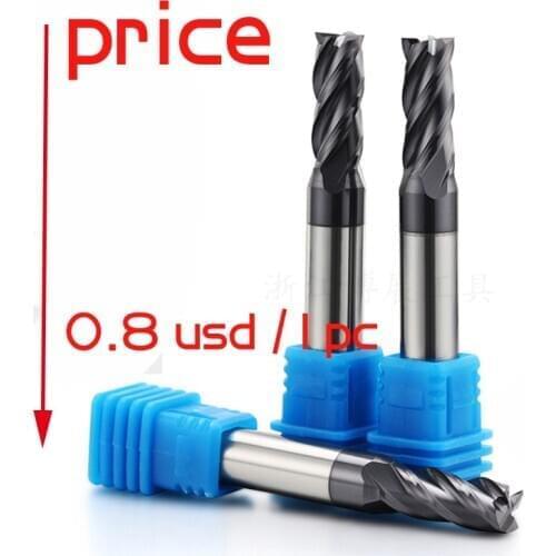CNC milling cutter with 4 flutes and 45 HRC helical Angle plain cutter with precision milling cutter with alloy stainless ste