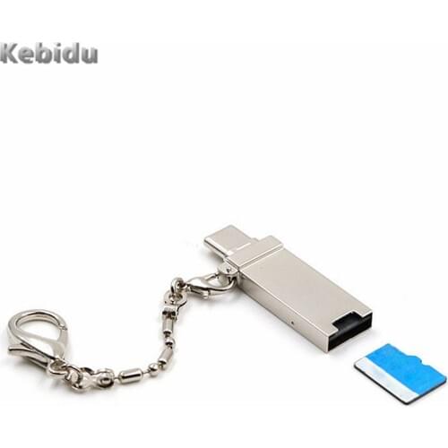 Kebidu USB Micro SD TF Memory Card High Speed Reader Adapter USB-C Card Reader with Keychain for Tablet/Phones Mini size