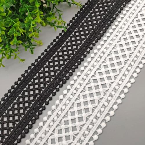 70mm White Black Hollow Out Milk Silk Embroidered Lace Ribbon DIY Apparel Sewing Fabric Curtain Hometextile Decoration Lace Tape