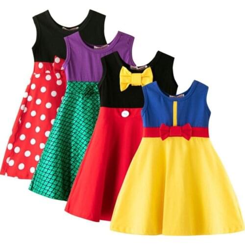 Summer Children Sleeveless Cosplay Party Dress Vestidos Girls Dress Kids Clothes Children Bow Dresses