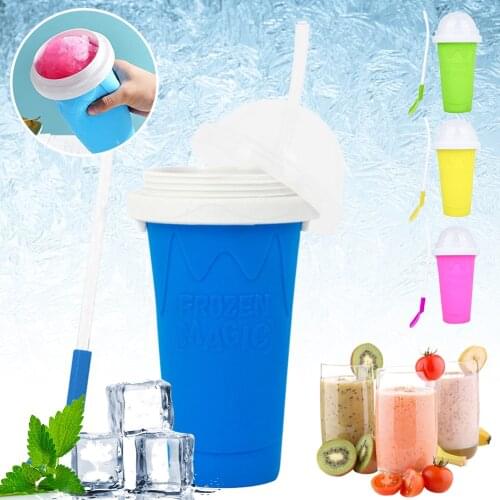 Ice cream machine smoothie making cup quick-freezing squeeze cup silicone pinch cup cooling straw with bottle summer artifact