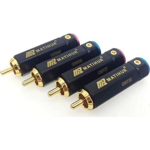 MATIHUR High Quality Gold Plated RCA Plug Lock Collect Solder Connector 4pcs
