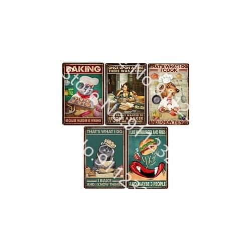 Cook Metal Tin Sign I Bake and I Konw Things Kitchen Decoration Tin Sign Wall Art Shabby Chic Decor Plaque Home Sweet Home Sign