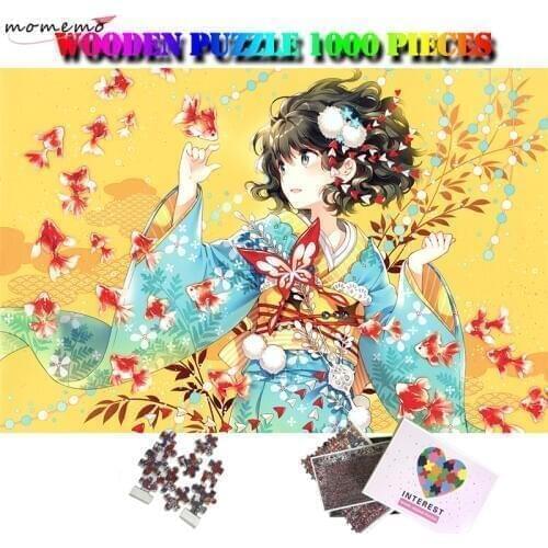 MOMEMO Anime Girl Puzzle 1000 Pieces Adults Relax Brain Jigsaw Puzzle Wooden Puzzles Toys Kids Teens Puzzle 1000 Piezas Adulto