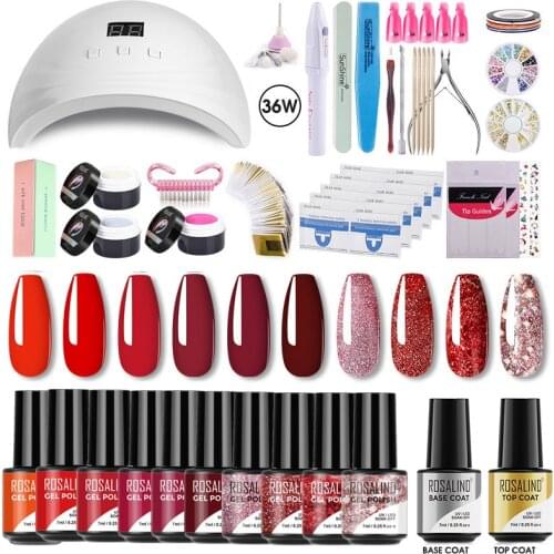 ROSALIND Set For Manicure Nail Tools UV LED Lamp Electric Nail Drill Building Varnishes Kit Nail Art Tools Gel Polish
