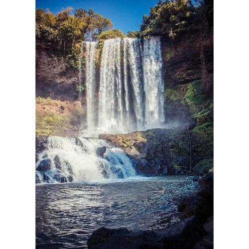 Lake Waterfall Mountain Scenic Photographic Background Vinyl Cloth Backdrop Photo Studio for Children Baby Portrait Photoshoot