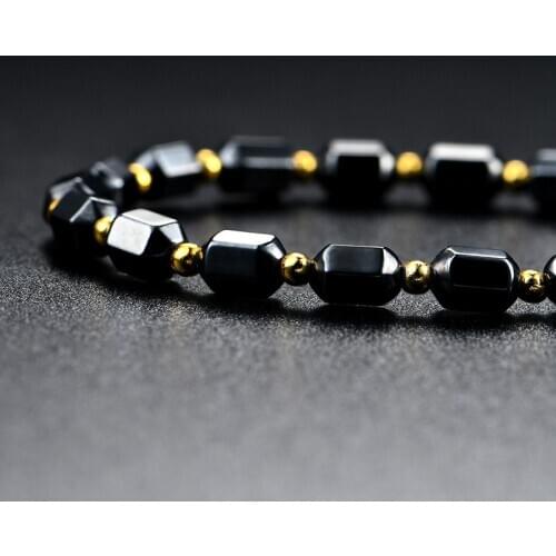 Men Women Black Hematite Necklace Magnet Gold Beads Magnetic Therapy Care Necklaces Jewelry Gift NIN668
