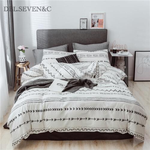100% cotton bed linen single double Linens bedding set simple nordic bed cover Quilt duvet cover set Pillowcase textile for Home