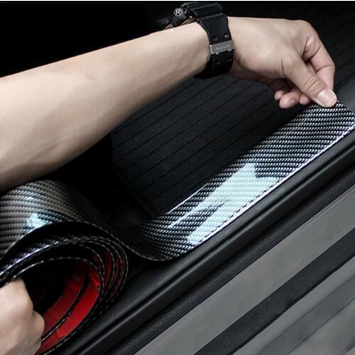 Carbon Fiber Rubber Car Styling Door Sill Protector For Toyota RAV4 Camry Vios Honda Accord FIT CITY CRV LADA VW