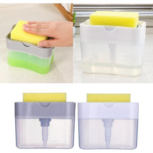 Manual Soap Pump Dispenser + Sponge Holder Handy Instant Soap Caddy