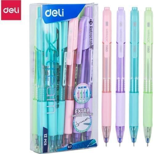 Deli Ballpoint Pen 0.7mm Macaroon Color Fashion Creative Design Writing Supplies Office Stationery Gifts Ball Point Pens Q199