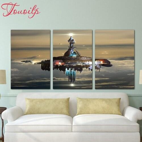 Modern wall art 3pcs Diamond Painting Craft satellite Diamond Embroidery round/Square Drill mosaic photo puzzles 5d,Living Room