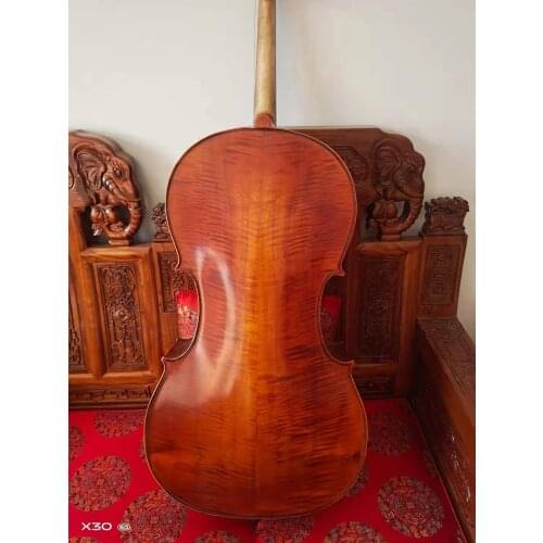 Hand made cello 4/4, ,solid wood flame maple back, ribs and neck, spruce top, SONG Brand 4/4 cello with bag,bow and rosin