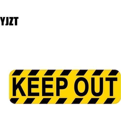 YJZT 14.5CM*4.4CM Warning Car Sticker Reflective KEEP OUT Decal PVC 12-1105