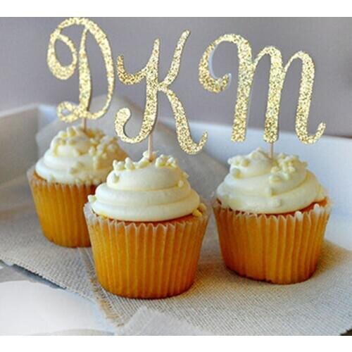 Ynaayu 1pc Gold Letter A-Z Cake Topper Happy Birthday Cake Topper Baby Birthday Party Decoration Kids Cake Toppers For Party