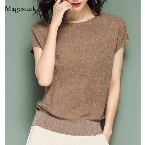 Women 2021 Short Sleeve Summer Women Tops Fashion o-neck Plus Size Knitted Blouse Shirts Womens Tops Clothing blusas 2768 50