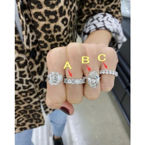 Luxury 100% 925 Sterling Silver Created Diamond Diamond Wedding Engagement Cocktail Women Band Ring Fine Gemstone Jewelry