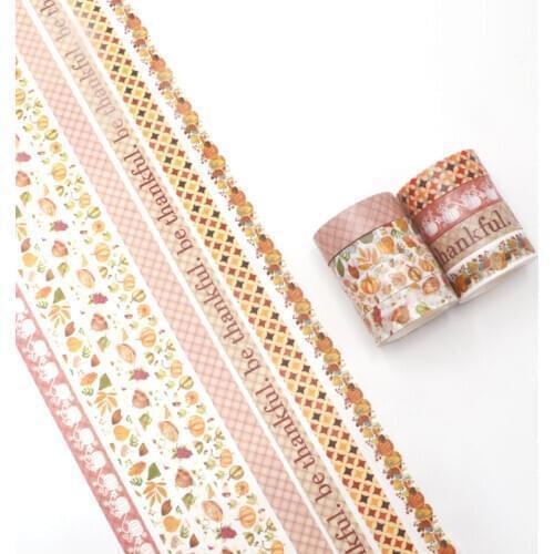 1PC 15mm*10m Christmas Thanksgiving Pumpkin Yellow Leaves Brown Stripes Masking Decorative Tapes masking tape scrapbooking