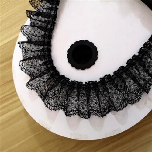 1Yards Black White Lace Fabric 5cm Tulle Lace Fabric Dot Lace Trim Applique Collar Guipure Sewing Ribbon Craft dentelle QT11