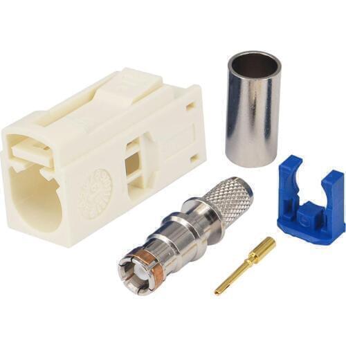 100 PCS Fakra B White/9001 Radio Crimp Female Jack with Phantom RF Coaxial Connector for Cable RG58 LMR195