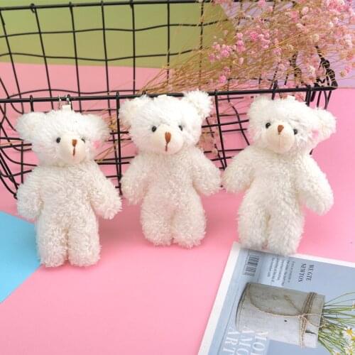 12cm Cartoon White Pearl Velvet Bear Animal Plush Keychain Creative Soft Stuffed Toy Dolls for Children Girl Gifts