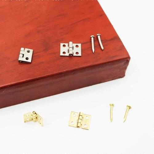 20Pcs Furniture Decoration Hinges +80Pcs Screws Silver/Gold 10*8mm Door Cabinet Mini Hinges Antique Jewelry Wood Boxes Hinges