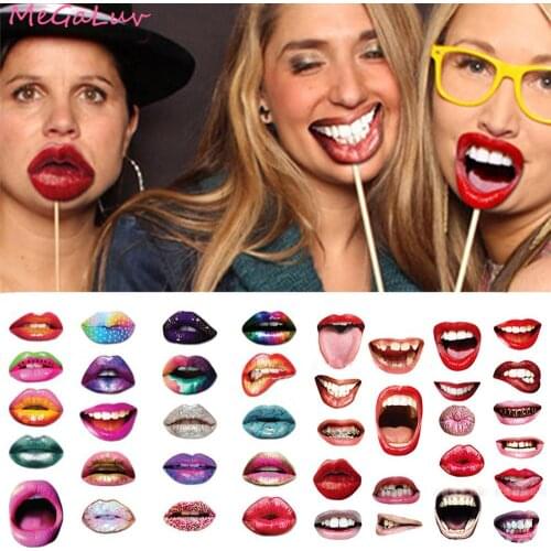 20pcs Funny Lip Mouth Photobooth Props Wedding Decoration Funny Lip Photo Booth Birthday Party Decorations Adult Photo Props