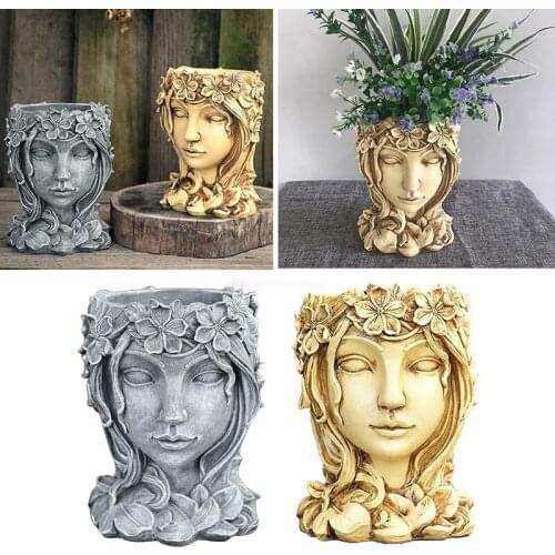 3d Vase Creative Resin Gift Figure Pot Flower Holders Birthday Ornaments Womans Face Flower Pot