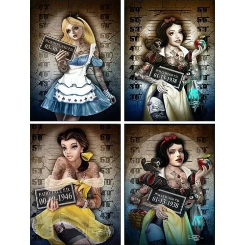 Full Drill 5D DIY Art Diamond Painting Tattoo Girl Princess Comics Diamond Home Furnishing Wall Art Decor Cross Stitch Handma