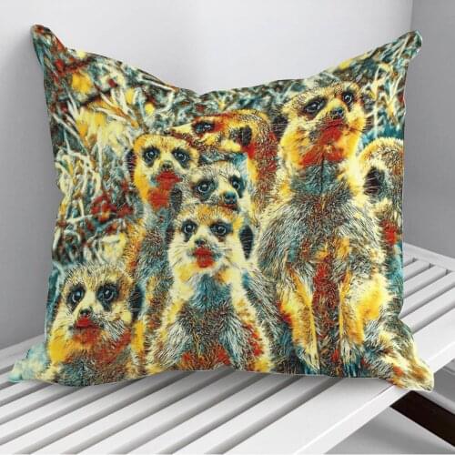 AnimalArt Meerkat 001 Throw Pillows Cushion Cover On Sofa Home Decor 45*45cm 40*40cm Gift Pillowcase Cojines Dropshipping