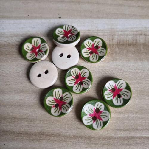 SHINE Wooden Sewing Buttons Scrapbooking Round Two Holes Sheep Pattern 15mm Dia. 50PCs Costura Botones Decorate bottoni botoes
